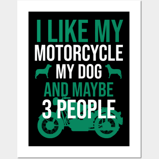 I like my motorcycle my dog and maybe 3 people Posters and Art